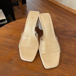 Zara nude vinyl heels